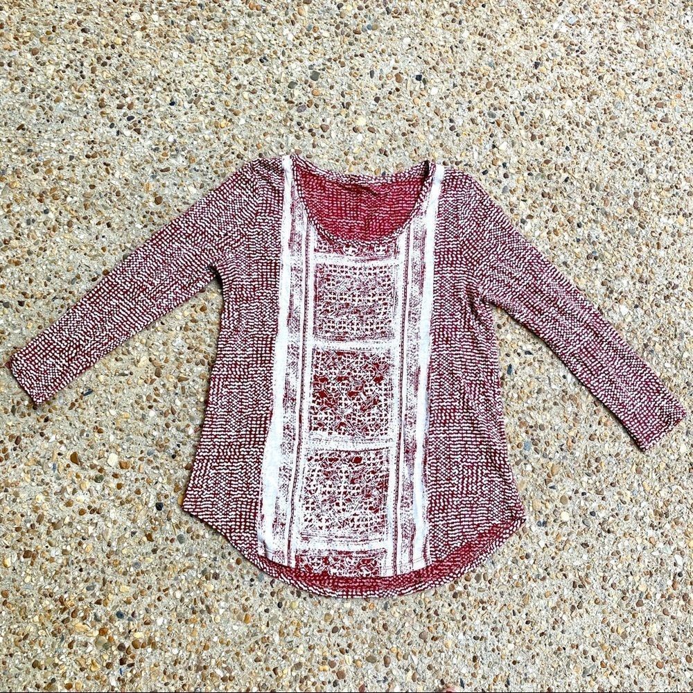 Lucky Brand Long Sleeve Soft Brick Red Rust Top M